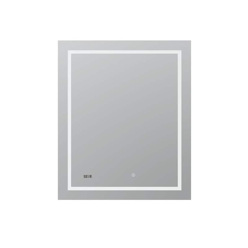 AQUADOM Daytona 24" Led Lighted Mirror for Bathroom Defogger, Digital Clock - 24"x30"x1"