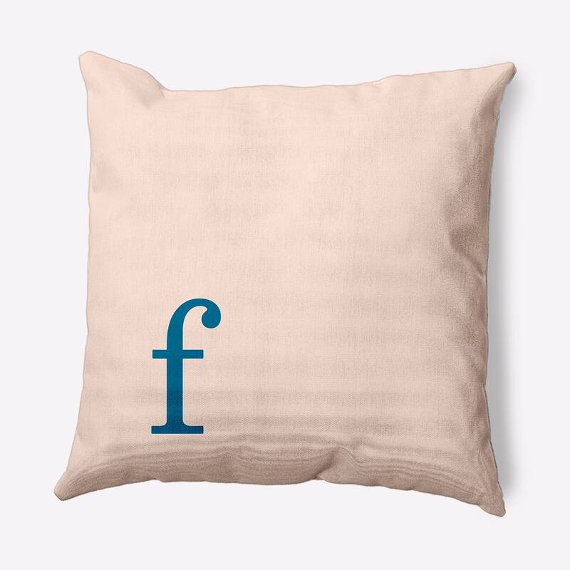 Modern Monogram Indoor/Outdoor Throw Pillow-F - 16" x 16" - Autumn Blue