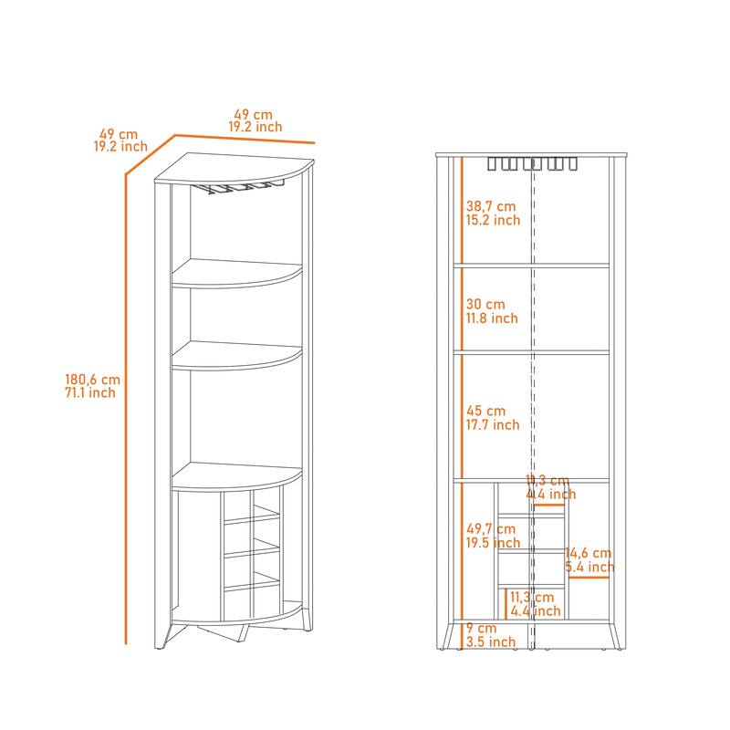Morgana 8-Bottle 5-Shelf Corner Bar Cabinet