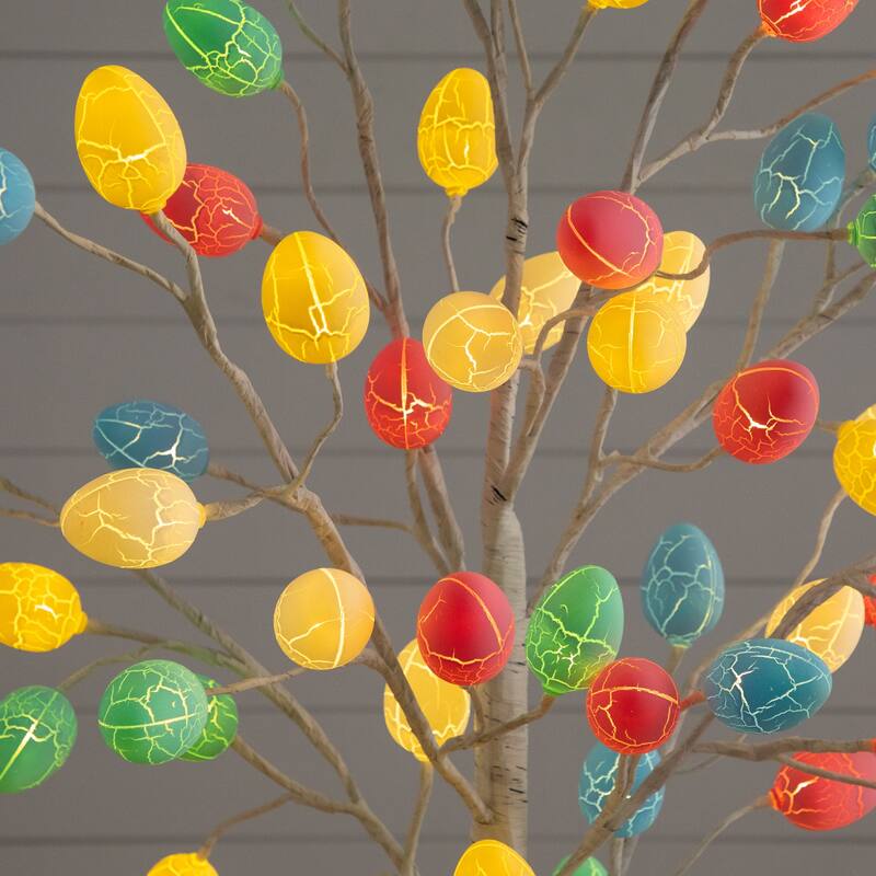 6-ft Pre-Lit Artificial Easter Twig Tree with 96 Egg Shaped LED