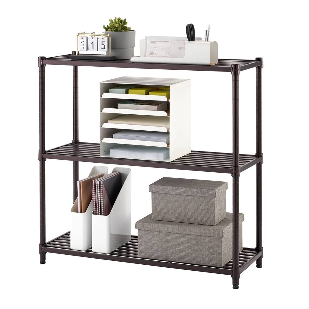 TRINITY 3-Tier 36x14x35 Slat Shelving, Dark Bronze
