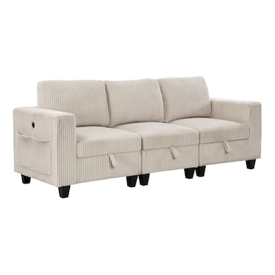 Kenlis Corduroy Living Room Sofa with Storage