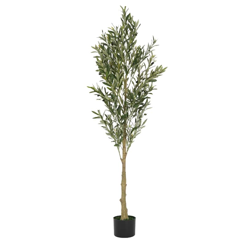 6' Artificial Olive Tree with Black Plastic Pot, 30" W x 30" D x 71" H