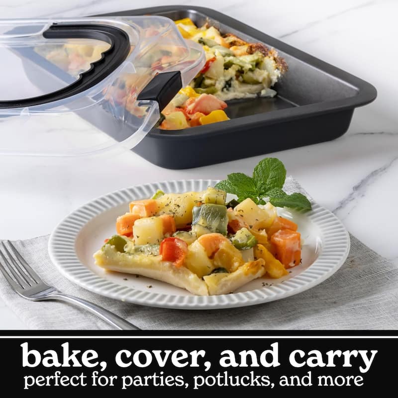 Country Kitchen Baking Pans Set 10 Piece Non-Stick Cake Pans with Carry Lids for Storage & Travel, Perfect for Parties Stackable
