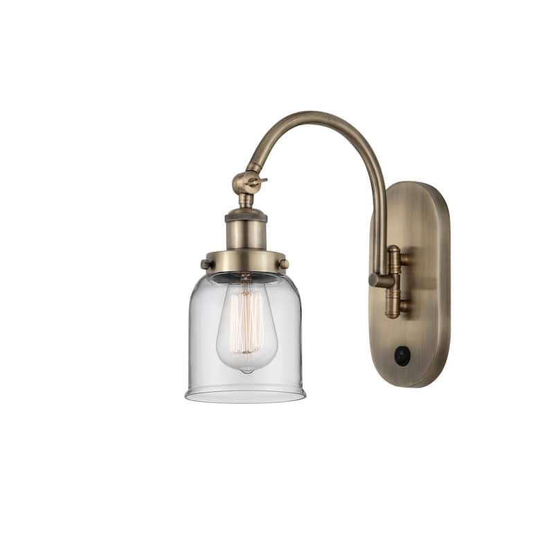 Innovations Lighting 918-1W-13-5 Bell Sconce Bell 13" Tall Wall Sconce - Antique Brass / Clear