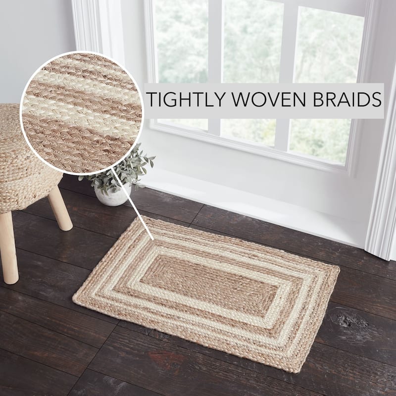 Natural & Creme Jute Rug Rect w/ Pad 20x30 - 3'6"
