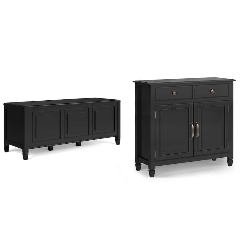 WYNDENHALL Hampshire Solid Wood 51 inch Wide Storage Bench Trunk and 40 inch Wide Storage Cabinet