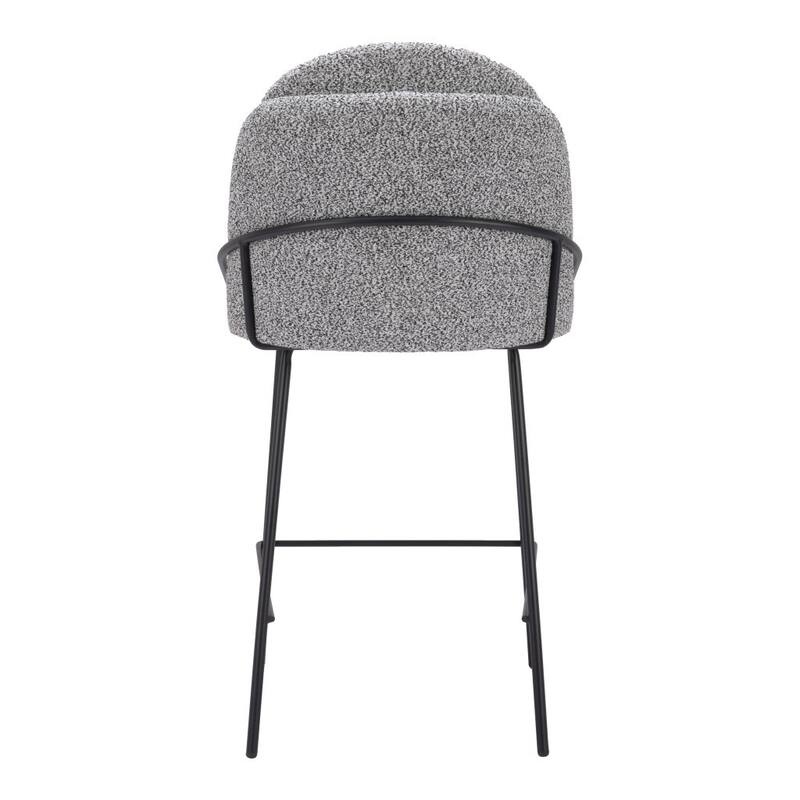 HomeRoots Set of Two 26" Black And White and Black Shearling and Steel Counter Height Bar Chairs