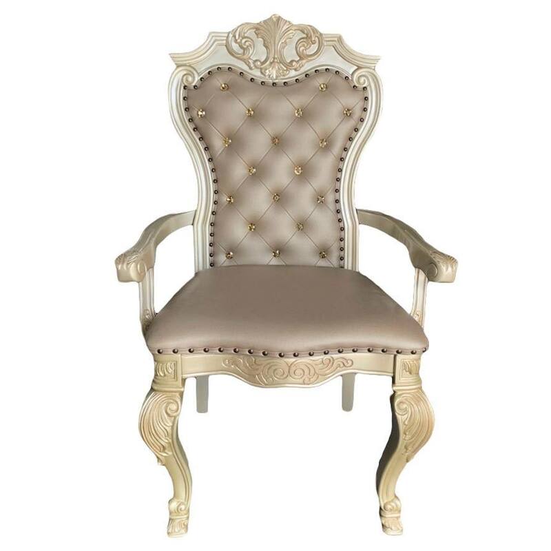 Miranda Collection Gold Finish Pedestal Dining Set