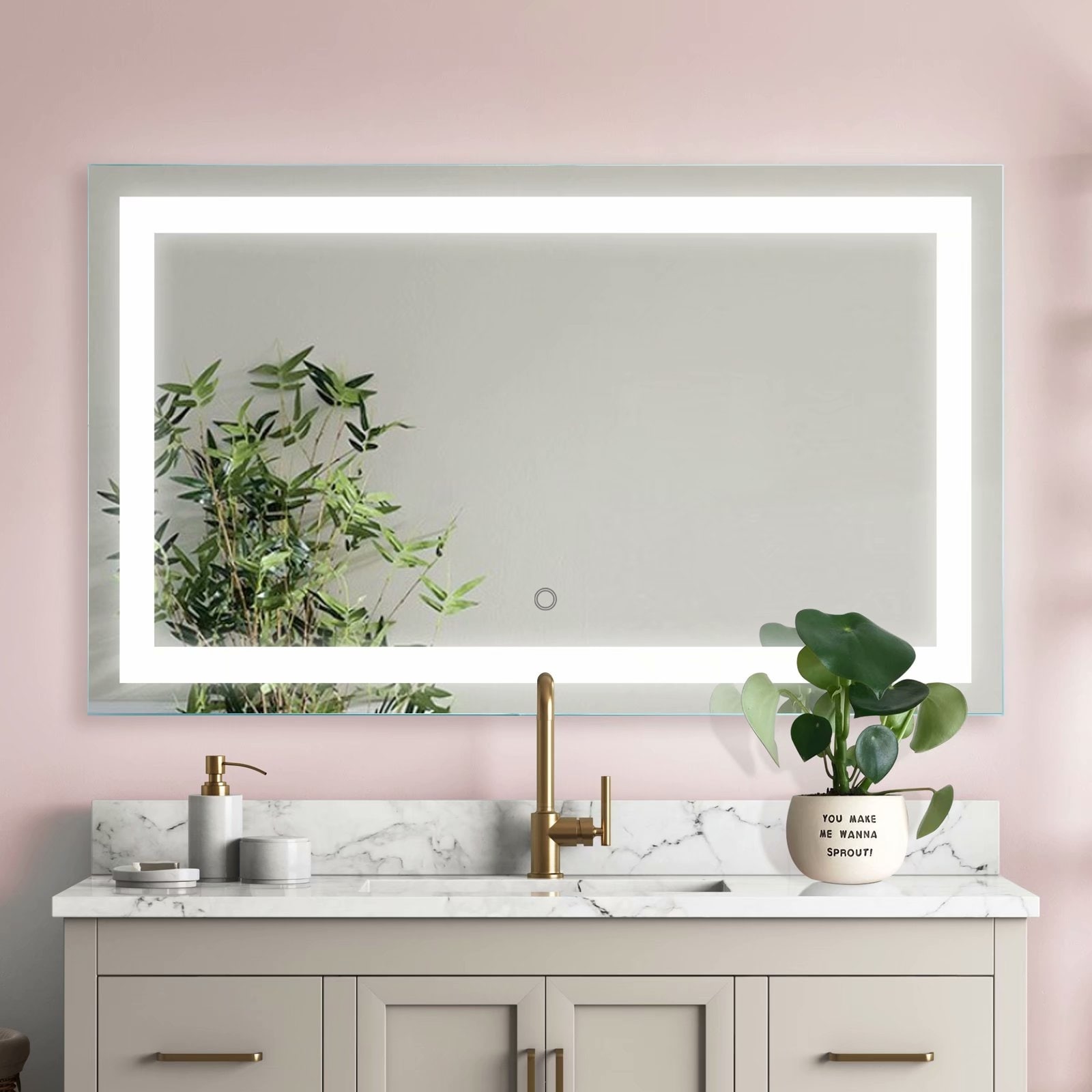 Rectangular Framed Multi-functional Wall Mounted LED Bathroom Vanity ...