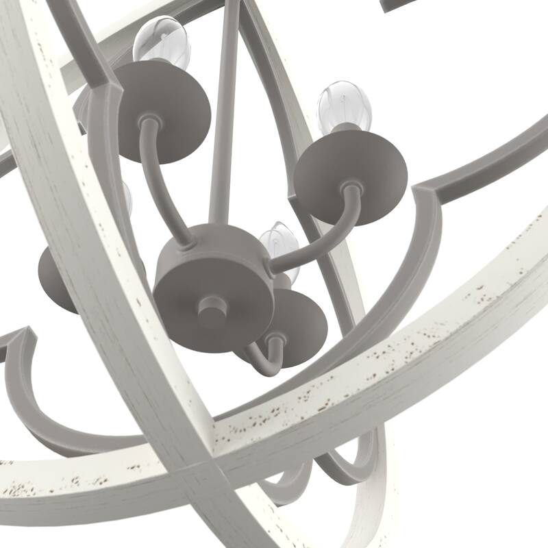 Hunter 24" Gablecrest 4-Light Pendant - Kitchen Island, Dining, Entry - Farmhouse, French Country, Distressed White