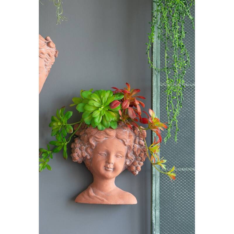 8x4x9" Visage Head Bust Planter, Brown - Home Wall Planter
