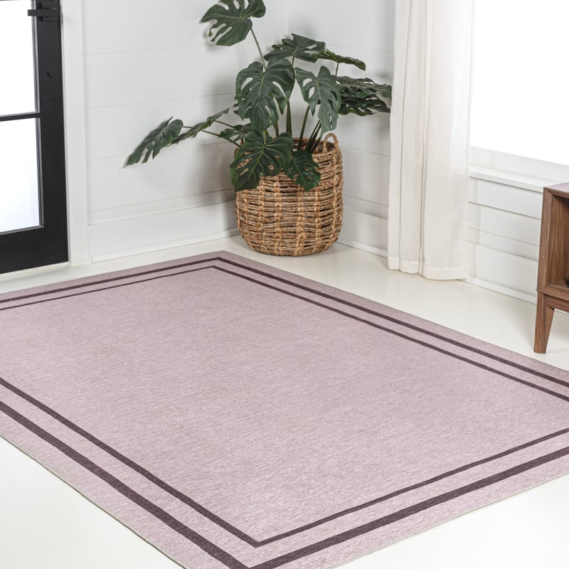 JONATHAN Y Ainsley Classic 2-Stripe Border Washable Area Rug