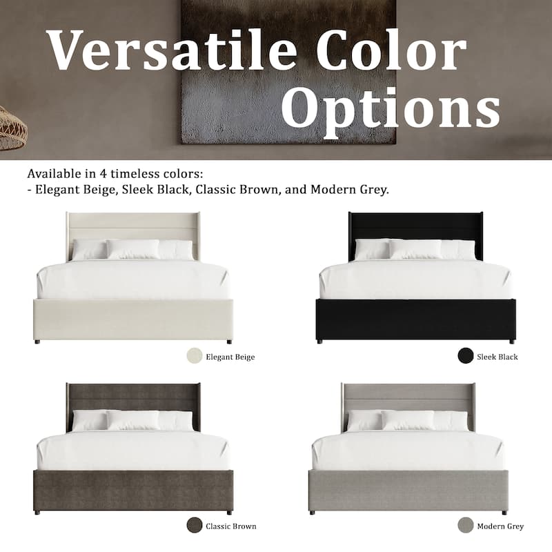 CraftPorch Modern Wingback Platform Lift Up Storage Bed