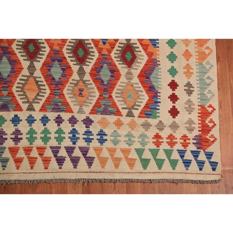 Oriental Kilim Large Rug Hand-Woven Wool Carpet - 10'1"x 16'0"