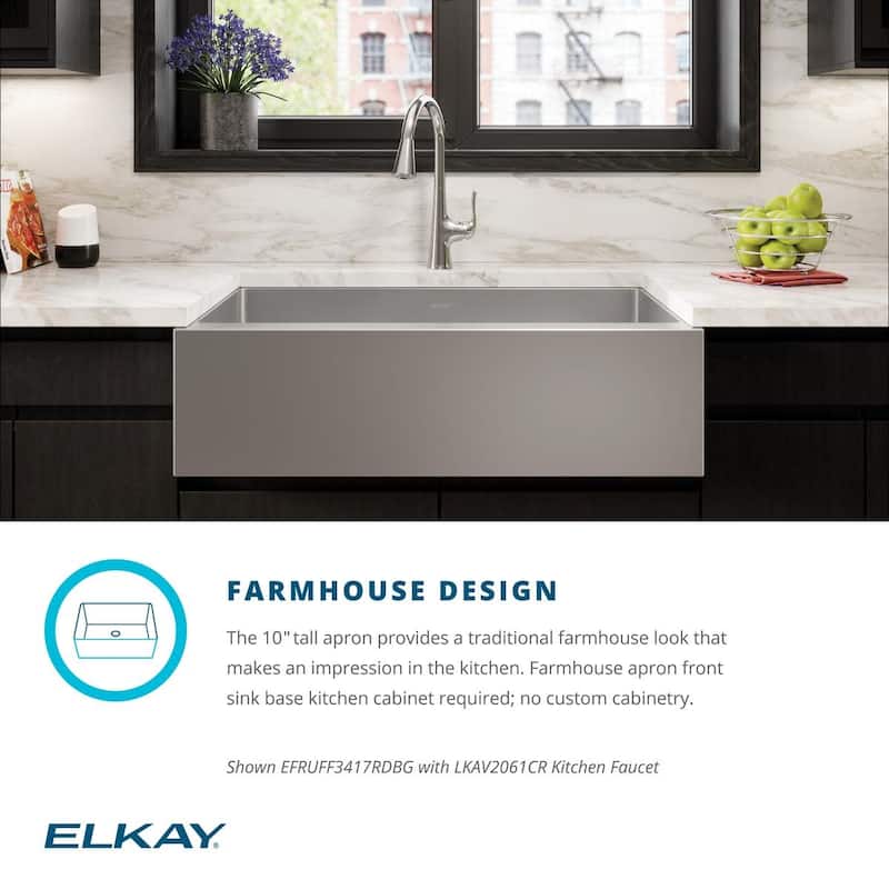Elkay Crosstown 35-7/8" Farmhouse Single Basin Stainless Steel Kitchen