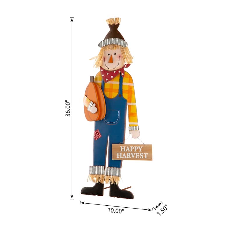 Glitzhome Fall Harvest Metal Yard Stake Hanging Decor for Thanksgiving (2-3 Functions)