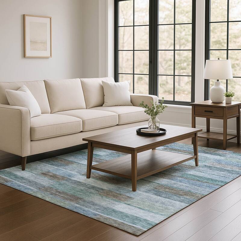 Premium Washable Super Soft Geo Stripe Mayfield Rug - Blue - 9' x 12'