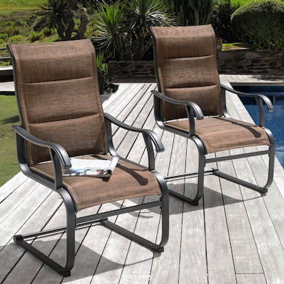 Outdoor Patio Dining Chairs, Breathable Textilene, Iron Frame