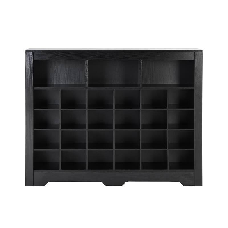 Contemporary Shoe Cabinet with 24 Cubbies & Extra Storage for Hallway or Bedroom