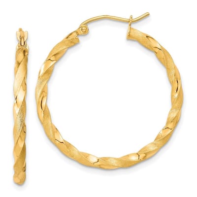Curata 10k Yellow Gold Polished and Satin Twisted Hoop Earrings - 31.71x30.15mm