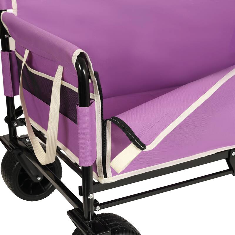 3-in-1 Convertible Folding Wagon Cart with Bench Seat & Storage - 500lbs Heavy-Duty Utility Wagon, 180L Capacity