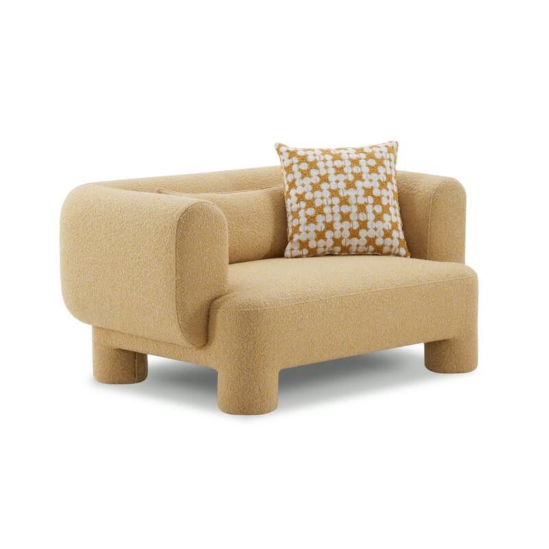 Furniture of America Nyxel Modern 2-Piece Yellow Fabric Sofa Set with Pillows