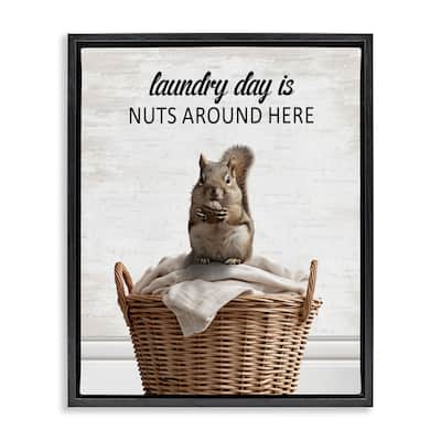 Stupell Funny Laundry Day Is Nuts Framed Floater Canvas Wall Art Design By Lettered and Lined