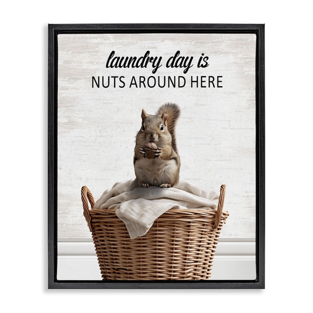 Stupell Funny Laundry Day Is Nuts Framed Floater Canvas Wall Art Design By Lettered and Lined