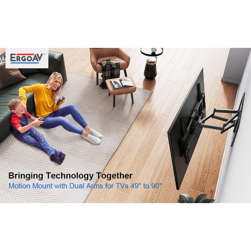 ErgoAV Motion Mount with Dual Arms for TVs 49″ to 90″