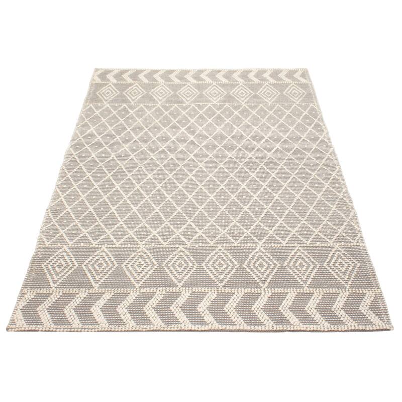 ECARPETGALLERY Braid weave Sienna Grey Wool Rug - 6'1 x 8'11