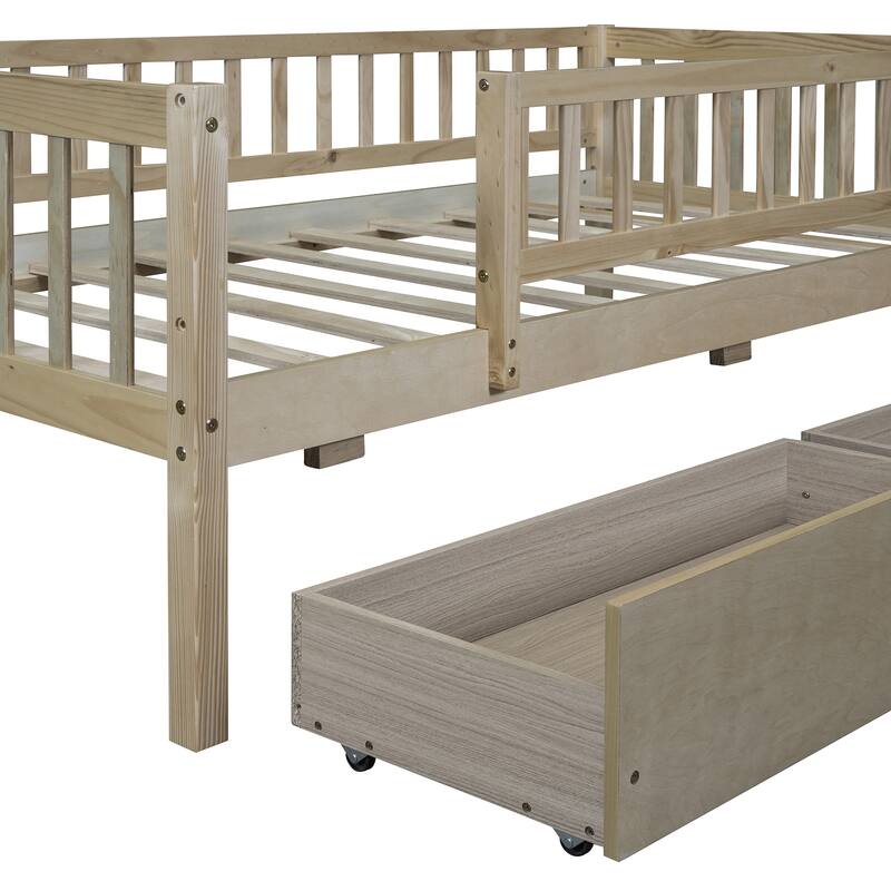 Modern Pine Daybed with Storage Drawers