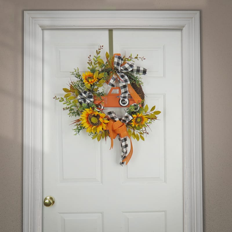 National Tree Company 26 in. Harvest Country Car and Sunflowers Wreath - 26 in
