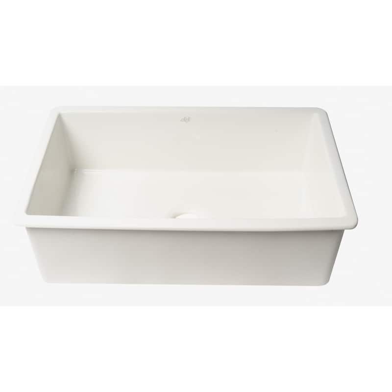 ALFI brand ABF3219SUD-W White Fireclay 32" x 19" Single Bowl Undermount / Drop In Fireclay Kitchen Sink