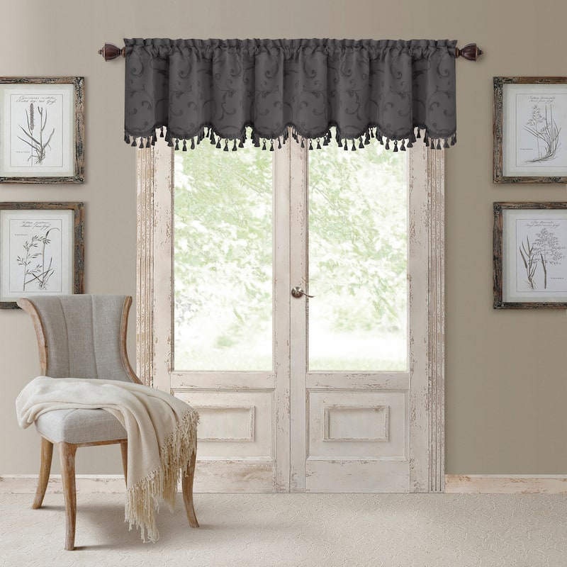 Elrene Mia Jacquard Blackout Scallop Window Valance - 52" w x 19" l