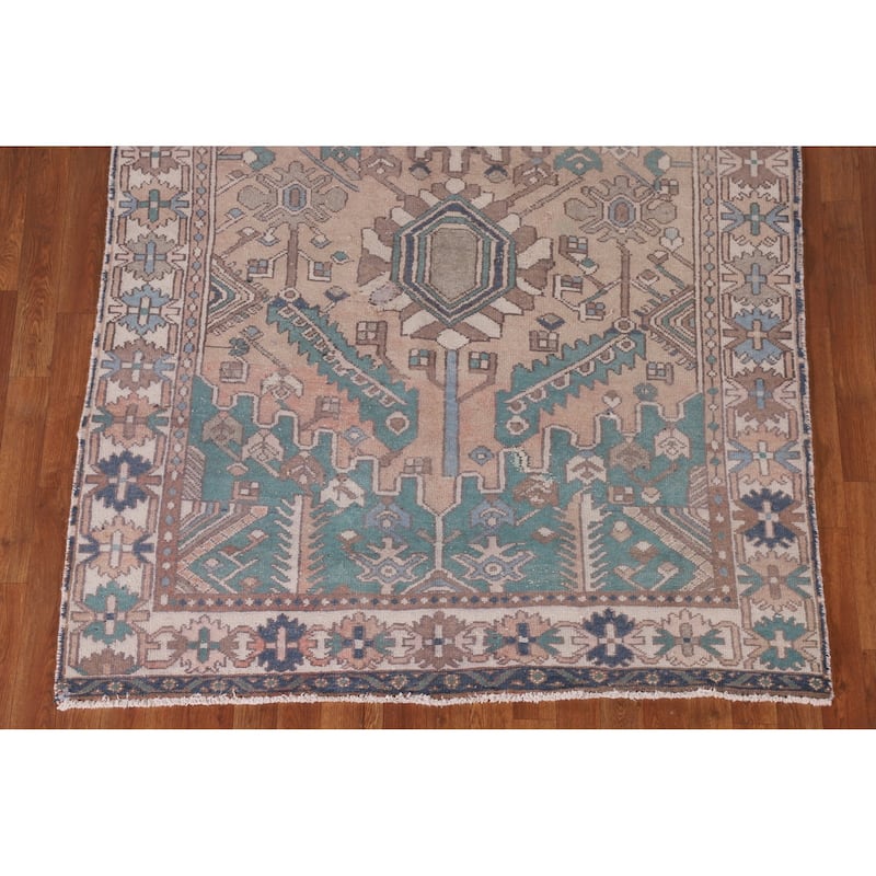 Geometric Bakhtiari Persian Vintage Rug Handmade Wool Carpet - 5'0" x 9'9"