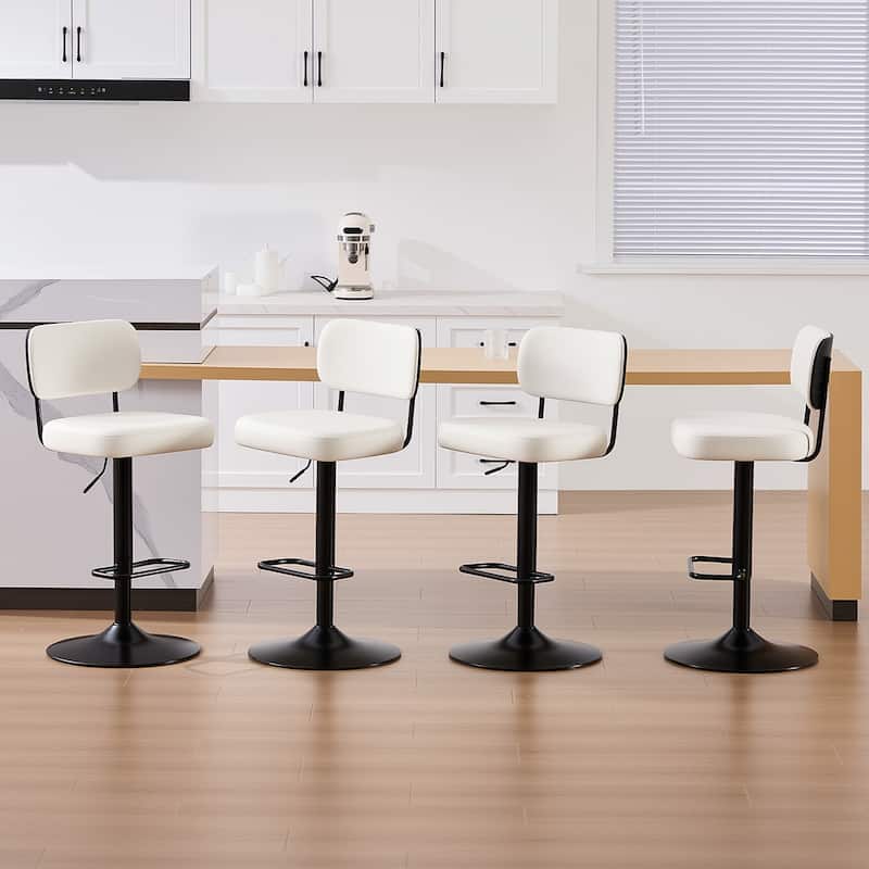 Adjustable Height Swivel Bar Stools with Back and Footrest - 17.7"W x 15.75"D x 35"-42.9"H
