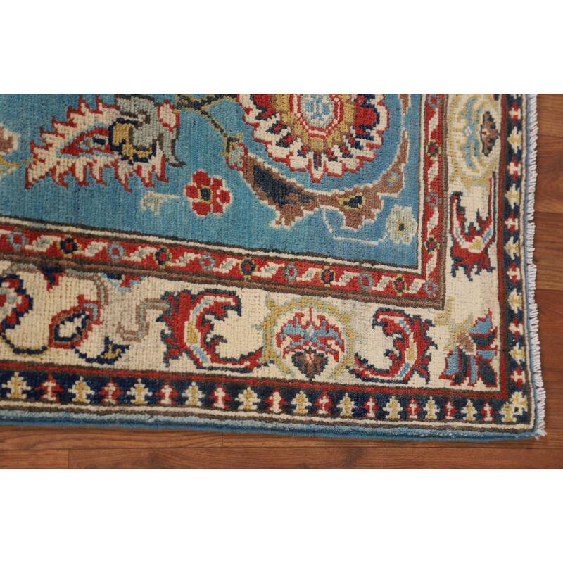 Light Blue Kazak Runner Rug Hand-Knotted Wool Carpet - 2'1" x 5'8"
