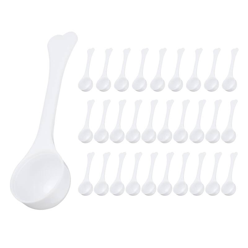 30 Pcs Measuring Spoon with Short Handle, Teaspoon Plastic Scoops, White