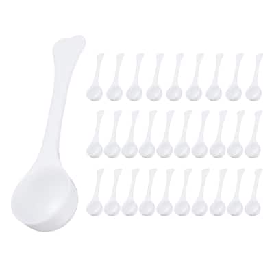 30 Pcs Measuring Spoon with Short Handle, Teaspoon Plastic Scoops, White