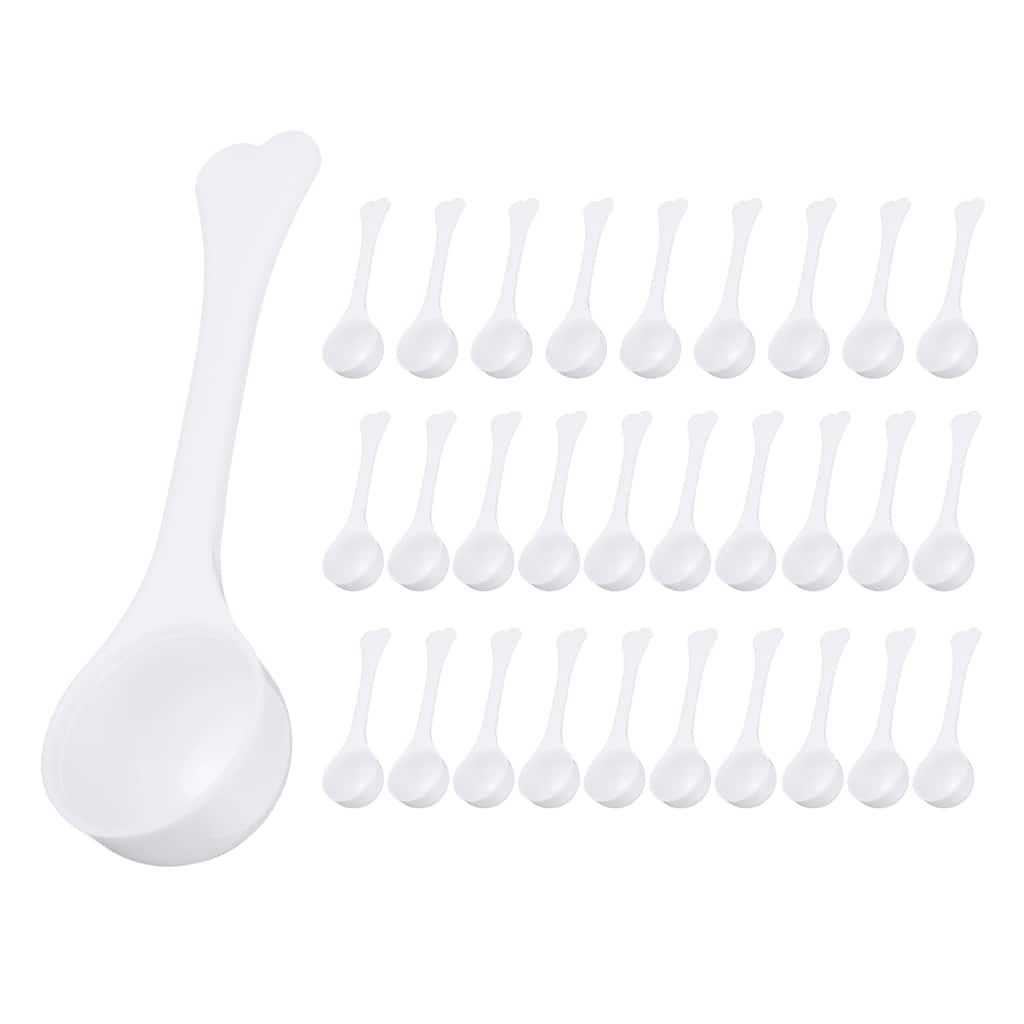 30 Pcs Measuring Spoon with Short Handle, Teaspoon Plastic Scoops, White