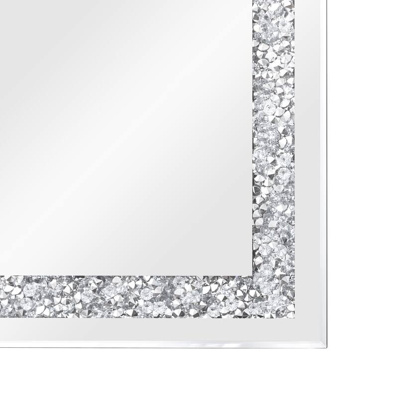 KOHROS Silver Rectangle Crystal Decorative Wall Mirror