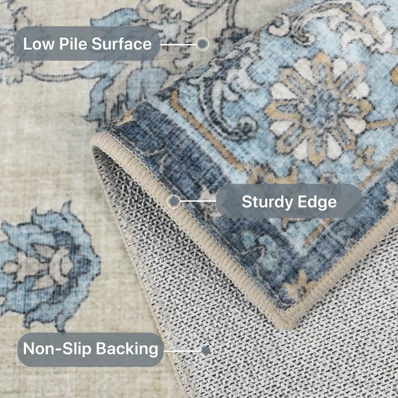 Mcow Low Pile Machine Washable Non-Slip Area Rug