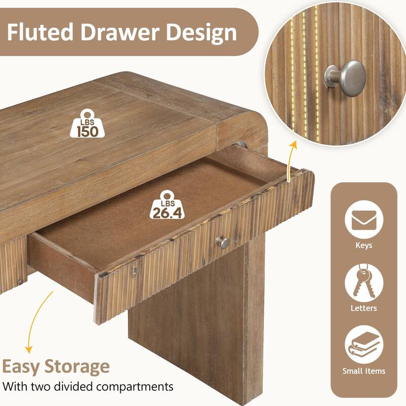 Console Table with Fluted Drawer & Thick Legs