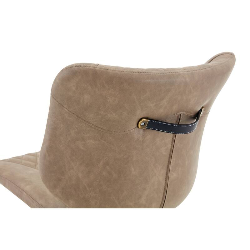 Set of 4, Oil Waxed Leather Dining Chairs with Diamond-Tufted Back