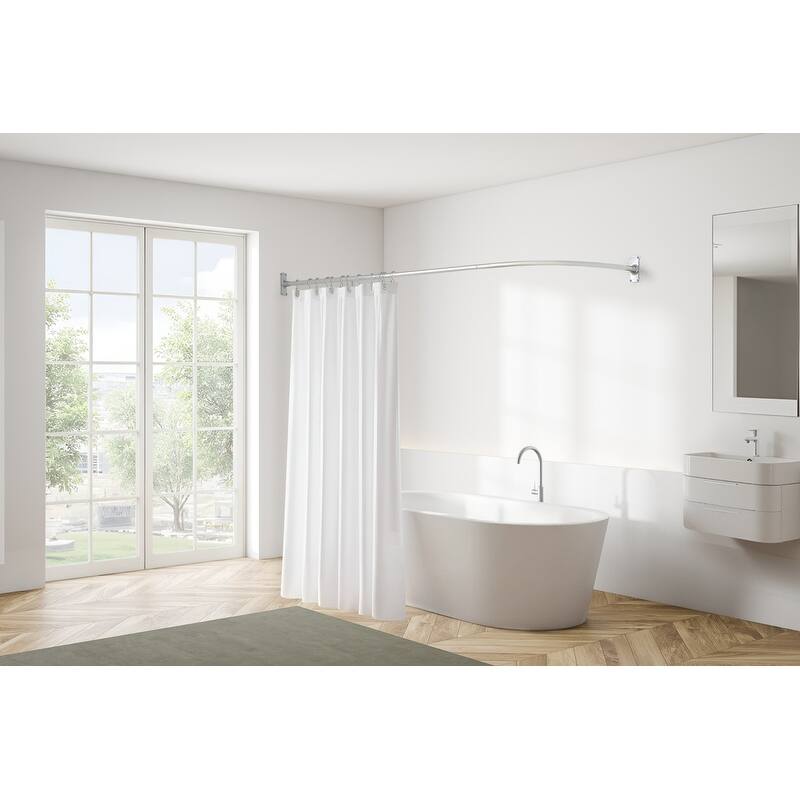 Utopia Alley Rustproof Wall Mounted Aluminum L-Shaped Corner Shower Curtain Rod,68 inch Size by 28 inch
