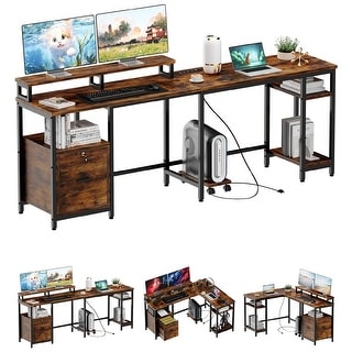 L-Shaped Office Desk File Drawer Power Outlet - Bed Bath & Beyond ...