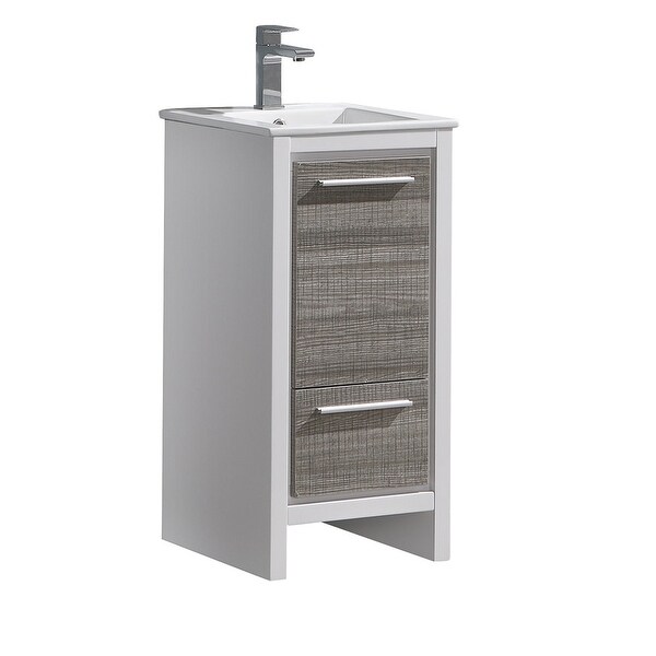 Fresca FCB8118-I Senza 16" Single Vanity Set with Wood Cabinet and Ceramic Vanity Top