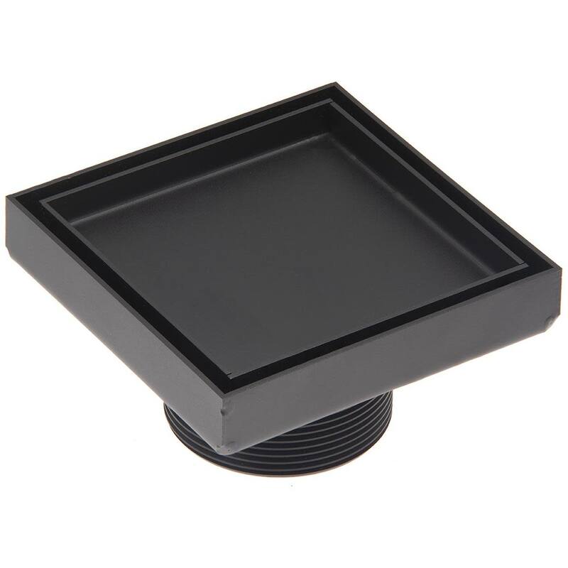 Infinity Drain T 4 Premium Center Drain 4” x 4” Stainless Steel Tile - Matte Black