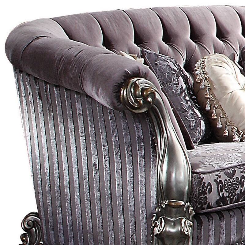 Calvert Antique Platinum Loveseat with 5 Pillows